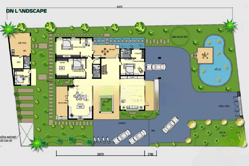 Bản vẽ thiết kế sân vườn còn để đảm bảo yếu tố kỹ thuật và phong thủy