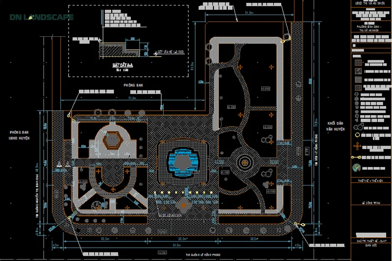 Bản vẽ kỹ thuật cảnh quan sân vườn thể hiện hệ thống điện - nước