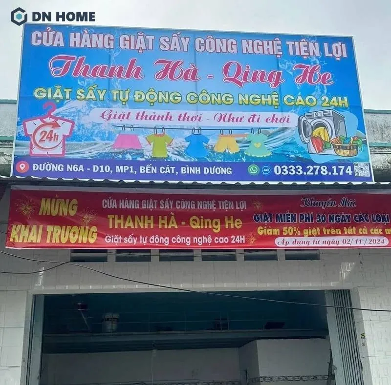 Mẫu bảng hiệu giặt sấy thiết kế với màu sắc, hình ảnh sinh động