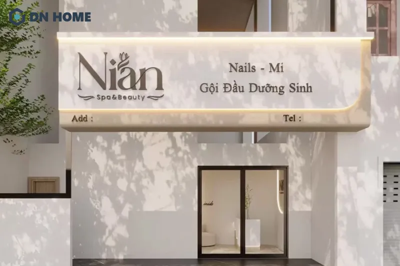Mẫu thiết kế bảng hiệu tiệm nail theo phong cách Hàn Quốc nhẹ nhàng
