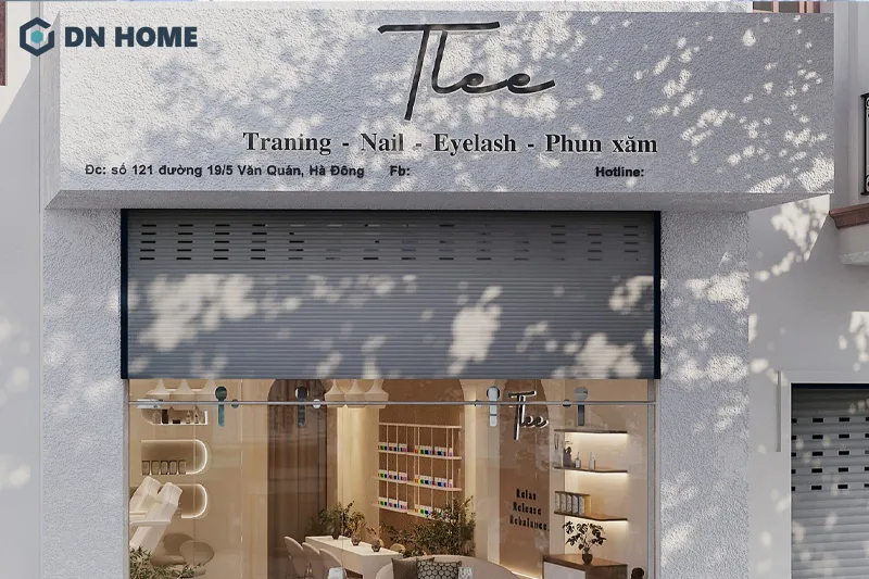 Mẫu thiết kế bảng hiệu tiệm nail theo phong cách hiện đại và tối giản