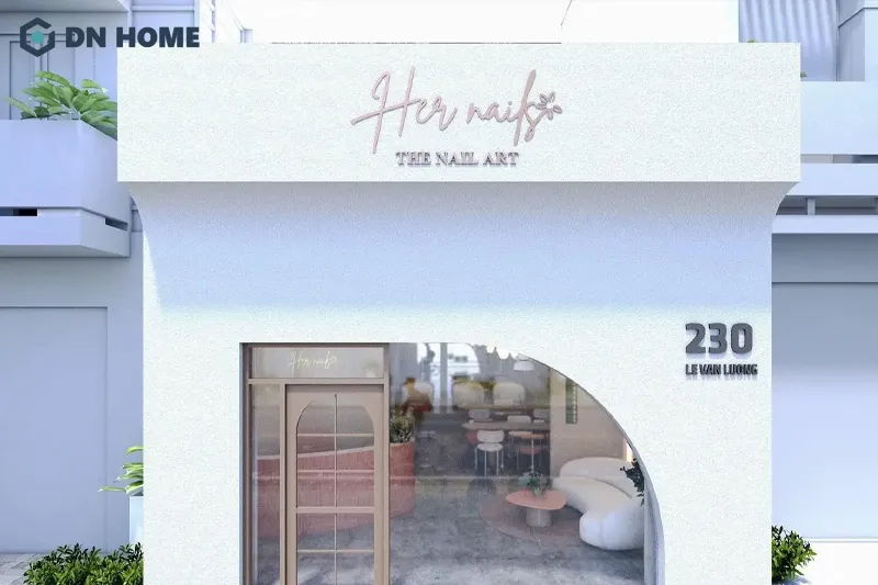 Mẫu bảng hiệu tiệm nail được thiết kế theo phong cách nữ tính, dịu dàng