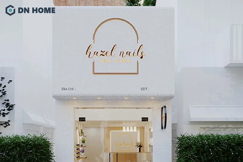 Bảng hiệu tiệm nail chữ nổi inox mạ vàng tạo cảm giác đẳng cấp, sang trọng