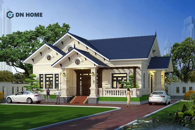 Nhà vuông 1 tầng 3 phòng ngủ có phong thủy tốt và dễ dàng bố trí công năng