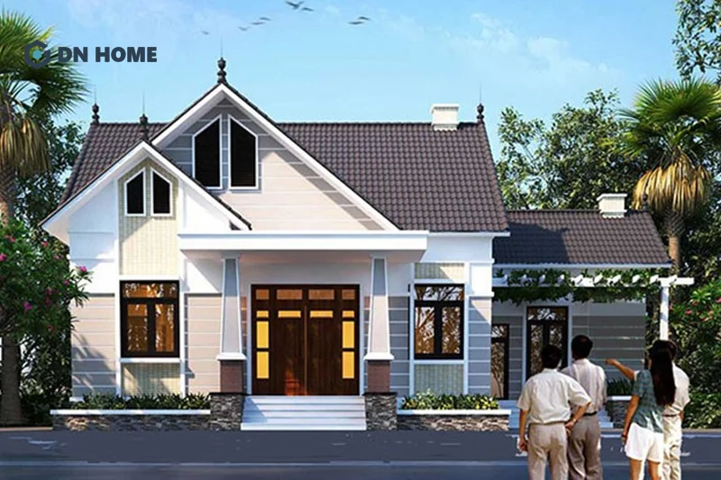 Nhà 1 tầng chữ L 3 phòng ngủ có điểm nhấn kiến trúc độc đáo, thu hút