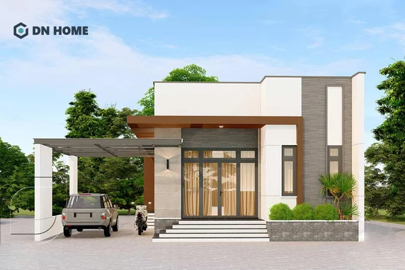 Nhà 1 tầng 120m2 3 phòng ngủ thiết kế mái bằng mang đến vẻ đẹp tinh tế, hiện đại