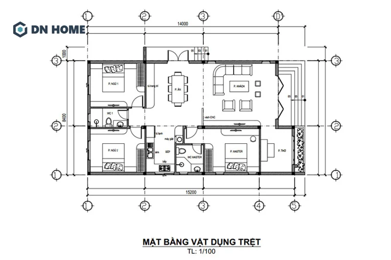 Các phòng ngủ được đặt ở phía cuối ngôi nhà để đảm bảo sự riêng tư, yên tĩnh