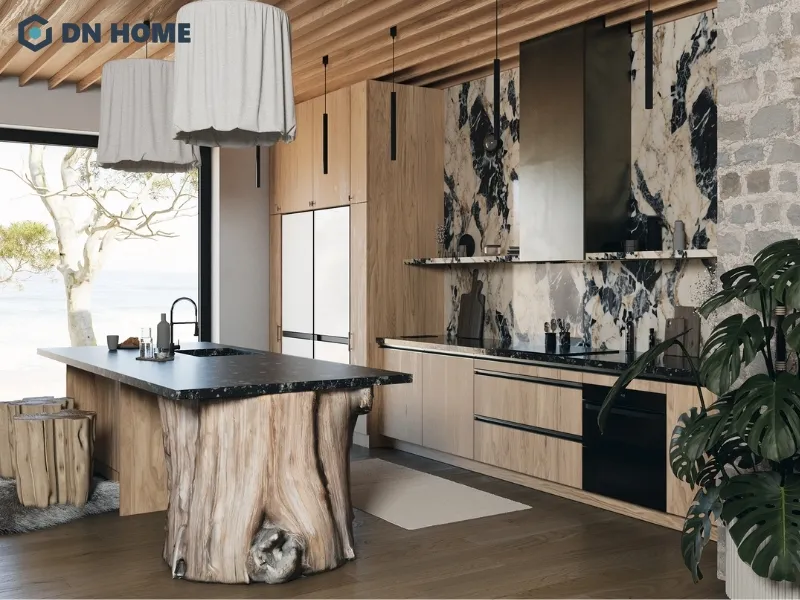 Quầy bar mini chung cư với thiết kế Rustic ấn tượng