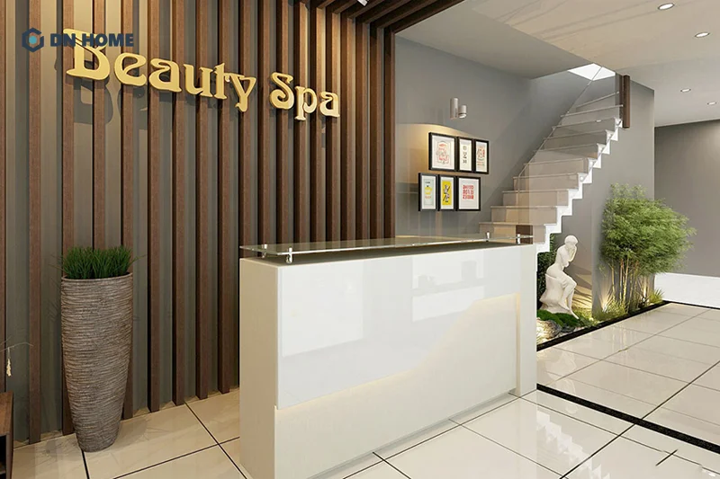 Khu vực lễ tân được xem là bộ mặt thương hiệu của spa - nơi đầu tiên tiếp đón khách hàng