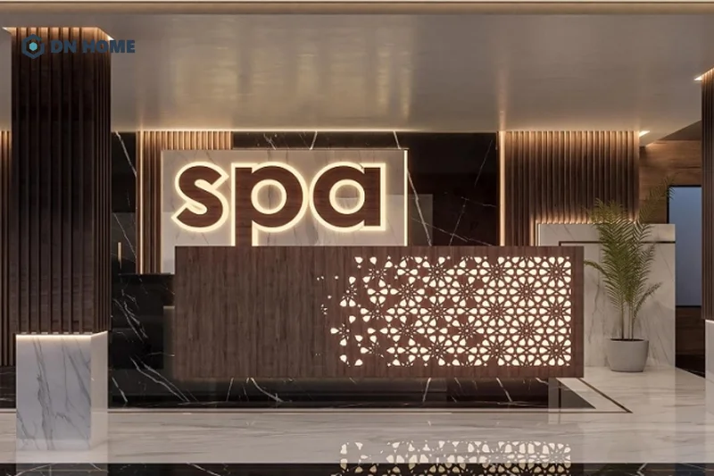 Quầy lễ tân dài 2m được sử dụng tại các spa lớn cao cấp với thiết kế riêng độc đáo, ấn tượng