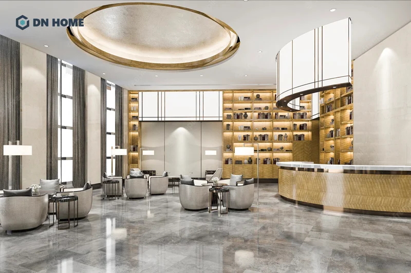 Với những doanh nghiệp muốn thể hiện sự chuyên nghiệp, đẳng cấp thì quầy lễ tân vòng cung là lựa chọn phù hợp