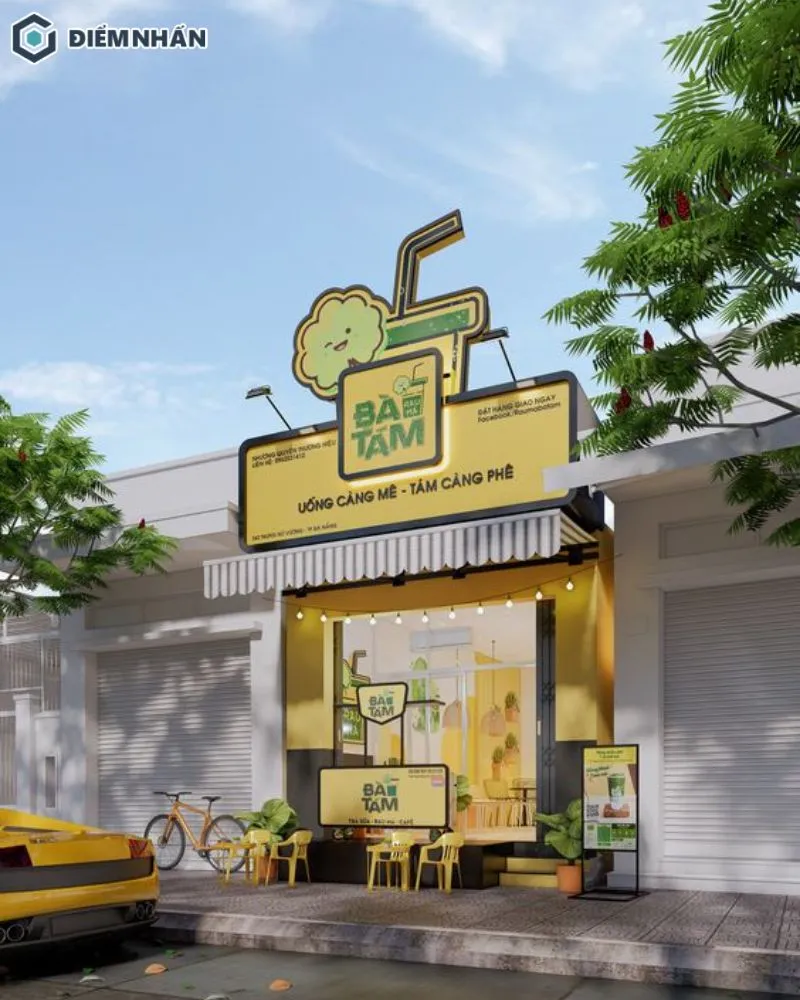 Thiết kế bảng hiệu cafe take away màu sắc bắt mắt, nổi bật