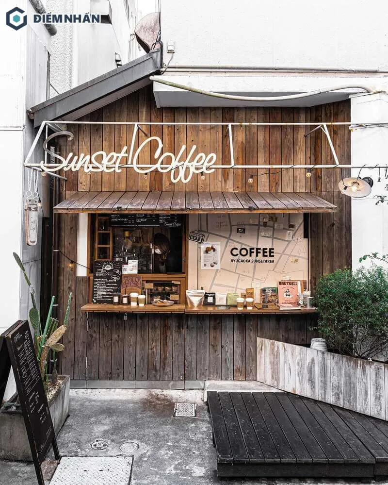 Bảng hiệu quán cafe mang đi được làm từ chất liệu gỗ
