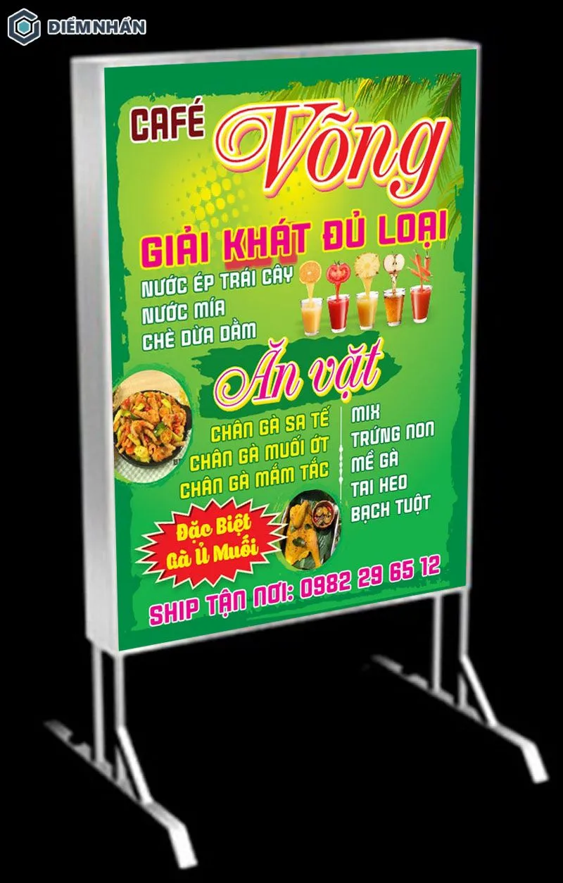Mẫu bảng hiệu quán cafe võng dạng hộp đèn