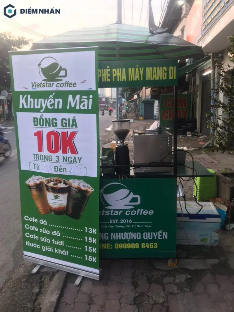 Mẫu thiết kế bảng hiệu quán cafe pha máy có màu sắc đẹp cuốn hút