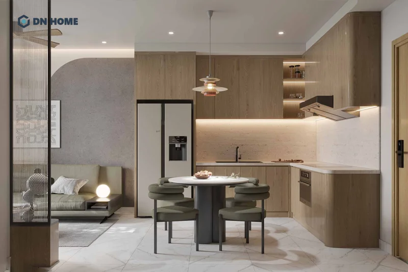 Căn hộ chung cư mini 60m2 được thiết kế liên thông, tạo cảm giác rộng thoáng và tận dụng ánh sáng tự nhiên hiệu quả