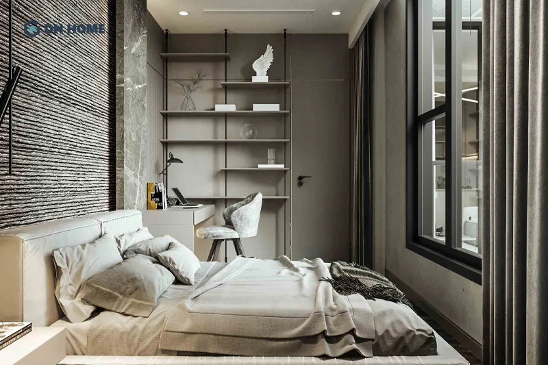 Phòng ngủ được ngăn cách bơi cửa trượt đảm bảo sự riêng tư và yên tĩnh