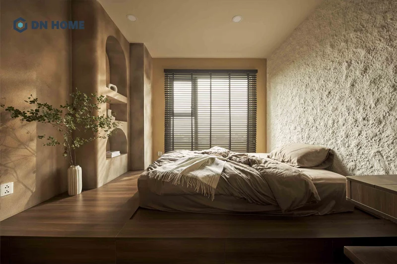 Vẻ đẹp mộc mạc của chung cư mini Wabi Sabi thể hiện qua các chất liệu tự nhiên