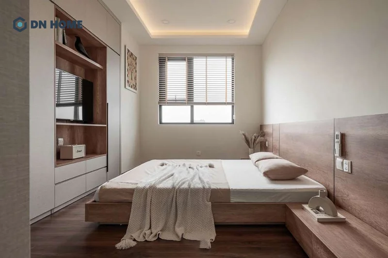 Các gam màu trắng kem, be ấm, nâu gỗ thường được sử dụng khi thiết kế chung mini Japandi