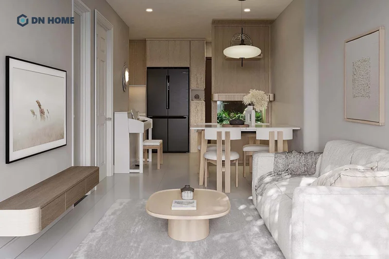 Mẫu chung cư mini 50m2 ưu tiên thiết kế âm tường, để không gian thêm gọn và thoáng hơn