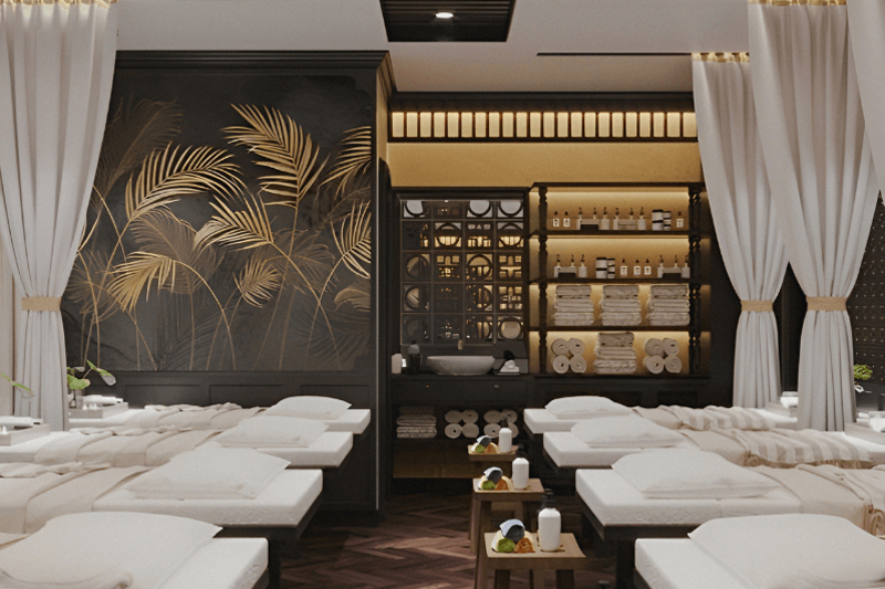 Thiết kế spa phong cách Đông Dương tạo nên sự gần gũi với nét đẹp truyền thống Á Đông và Pháp