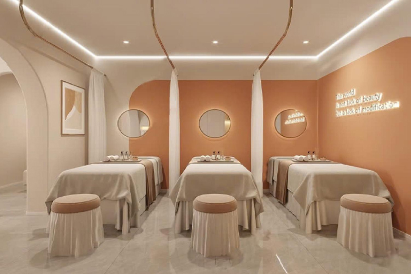 Các gam màu pastel thường được sử dụng chủ đạo khi thiết kế spa phong cách Hàn Quốc