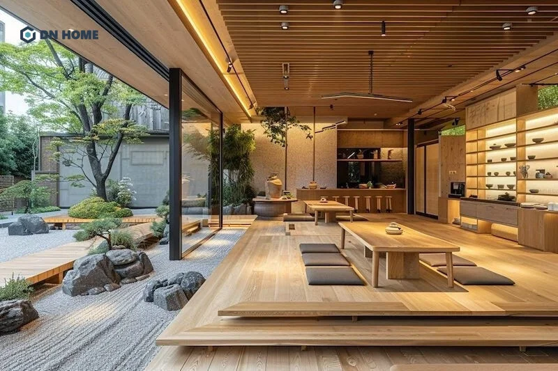 Sử dụng gam màu trung tính làm chủ đạo cùng cách bố trí nội thất đơn giản, giúp tạo ra không gian yên bình