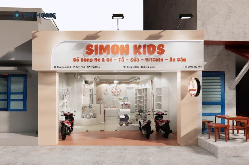 Dự án Simon Kids có diện tích tổng 45m2 được thiết kế theo phong cách hiện đại kết hợp Hàn Quốc
