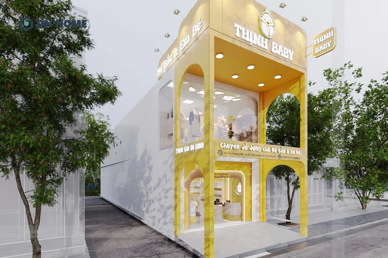 Dự án shop mẹ và bé Thịnh Baby có tổng diện tích thiết kế 240m2 với 2 tầng