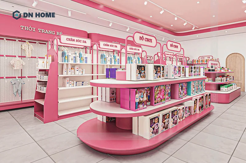 Quầy kệ trưng bày được bố trí thông minh, tạo lối di chuyển thoáng đãng