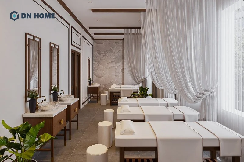 Khi thiết kế spa nhỏ nên chú ý bố trí hệ thống ánh sáng hợp lý để tạo cảm giác thoáng, thoải mái