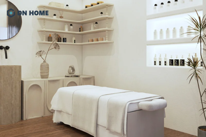 Ưu tiên sử dụng các gam màu trung tính hoặc pastel nhẹ nhàng khi thiết kế spa 30m2