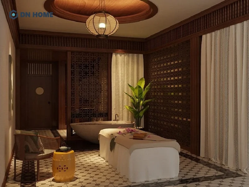 Thiết kế spa dưỡng sinh Đông y theo phong cách gần gũi với thiên nhiên