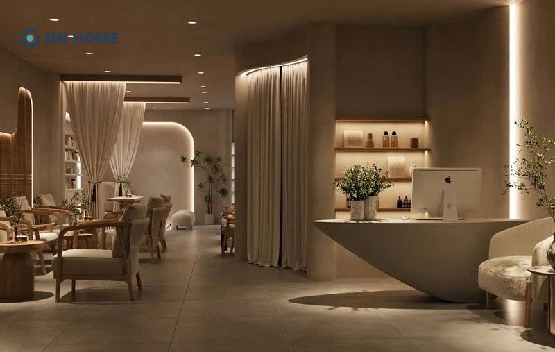 Khu vực lễ tân được thiết kế sang trọng, gây ấn tượng ngay từ cái nhìn đầu tiên