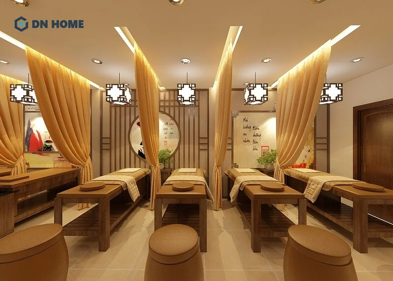 Sử dụng rèm cửa từ chất liệu vải linen mềm mại để làm vách ngăn