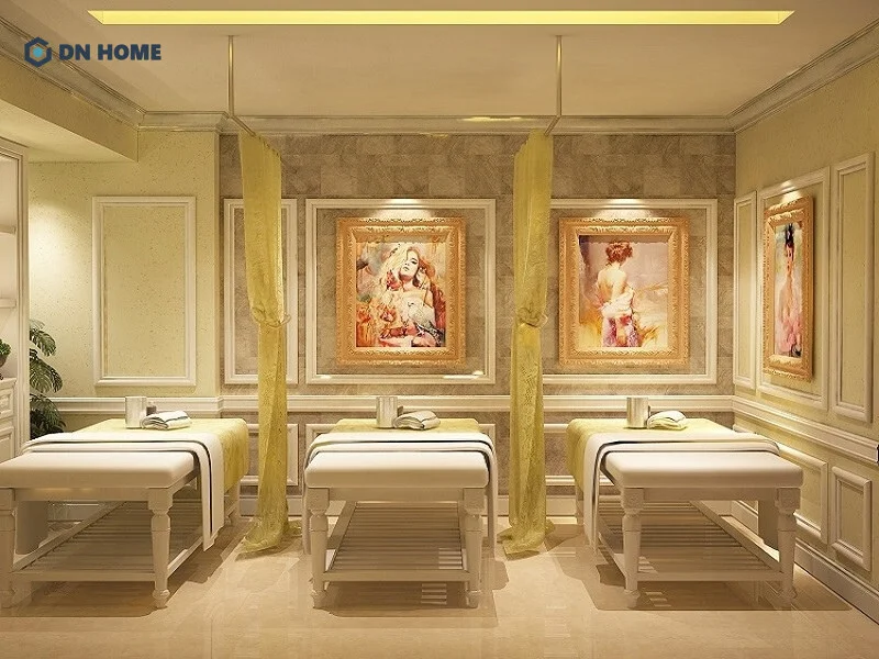 Thiết kế spa gội đầu dưỡng sinh với phong cách cổ điển