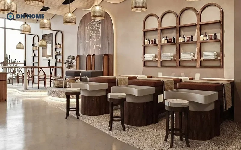 Không gian spa gội đầu dưỡng sinh theo phong cách Zen Nhật Bản