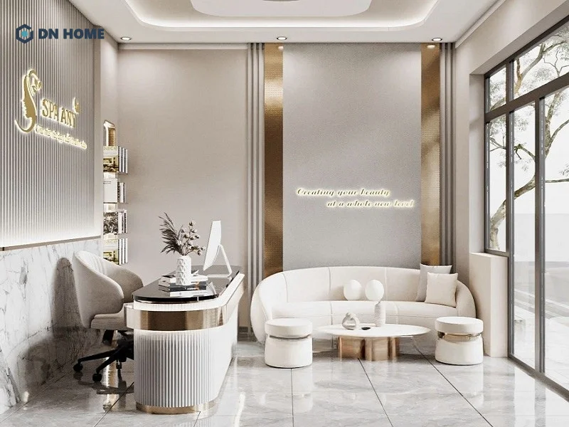 Không gian khu vực chờ và lễ tân được thiết kế theo phong cách sang trọng