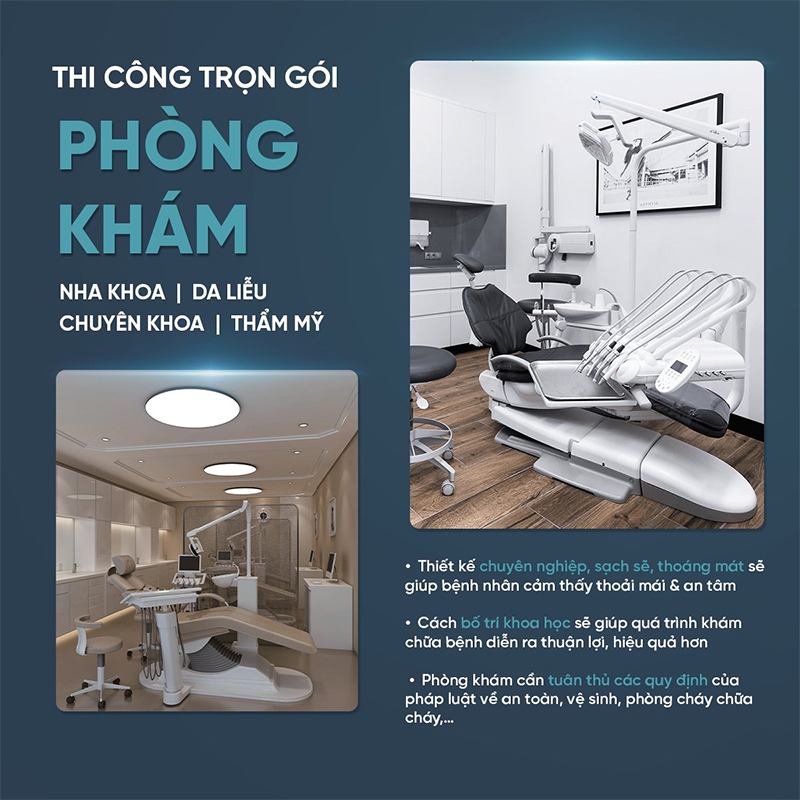 Nội Thất Điểm Nhấn tự tin là đơn vị thiết kế - thi công phòng khám nha khoa đạt chuẩn y tế