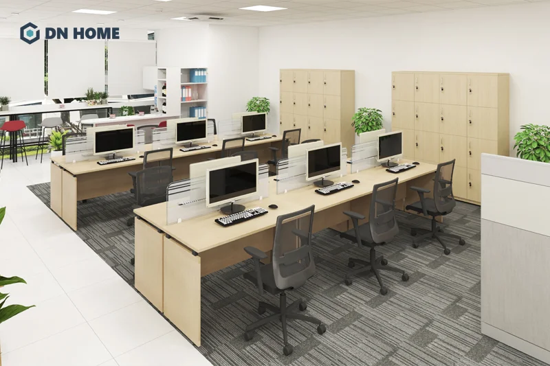 Chất liệu gỗ cũng được sử dụng phổ biến trong văn phòng công nghệ ASM Pacific Technology