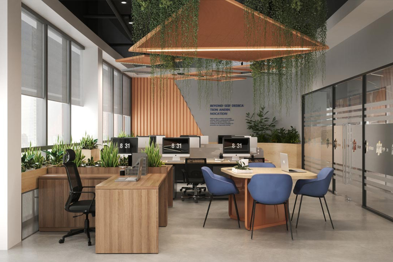 Kết hợp các yếu tố thiên nhiên vào không gian văn phòng tạo cảm giác thoải mái, thư giãn