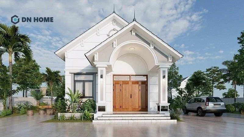 Trang trí nhà cấp 4 cũ với tông màu sáng, kết hợp với thiết kế mái thái tạo nên vẻ đẹp sang trọng