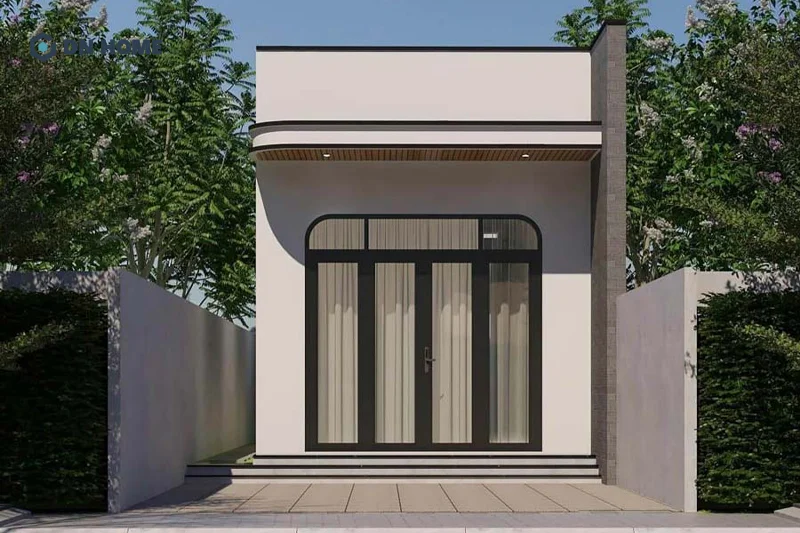 Phía trước nhà cấp 4 2 phòng ngủ nên chừa khoảng sân để làm nơi đậu xe và lấy ánh sáng