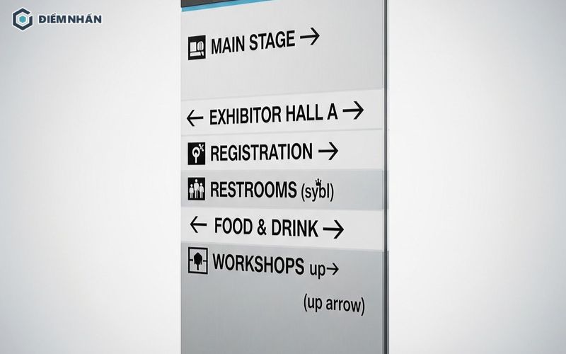 Bảng hiệu chỉ dẫn lối ra vào cho khách khi tham gia sự kiện