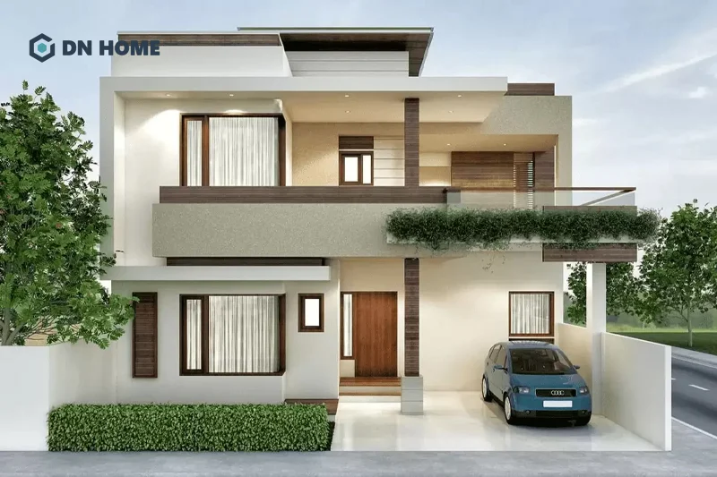 Nhà ống 2 tầng có gara thường được thiết kế dạng chữ L để tận dụng góc khuyết