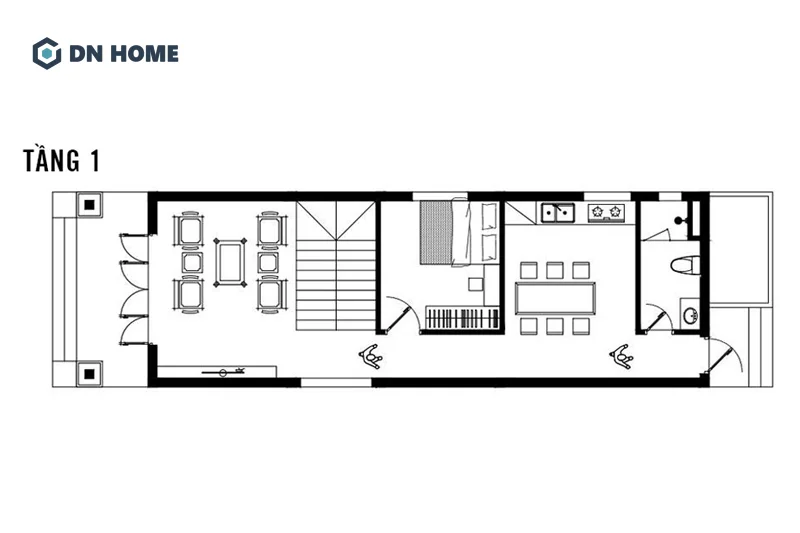 Tầng 1 được sử dụng để tạo nên không gian sinh hoạt chung cho gia đình