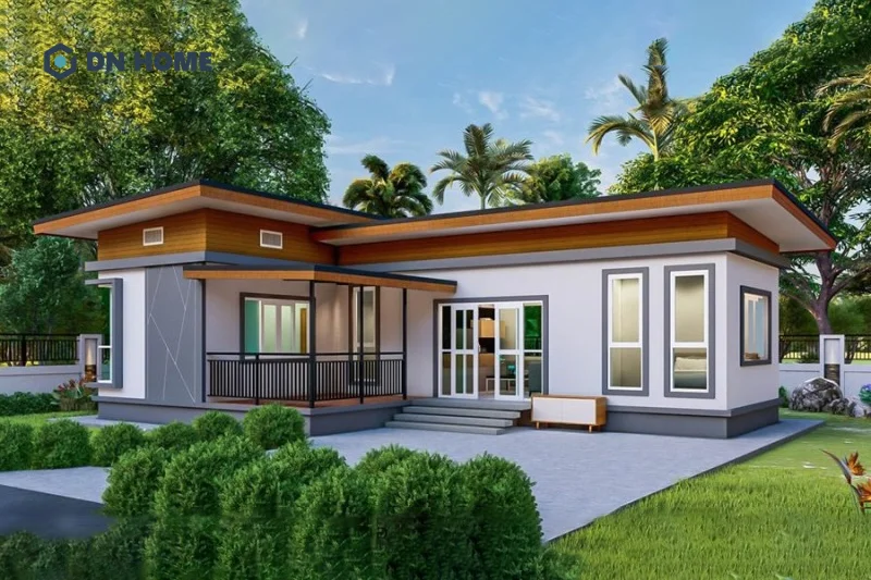 Nhà chữ L 1 tầng với 3 phòng ngủ đáp ứng tốt nhu cầu gia đình từ 3-5 thành viên sinh sống