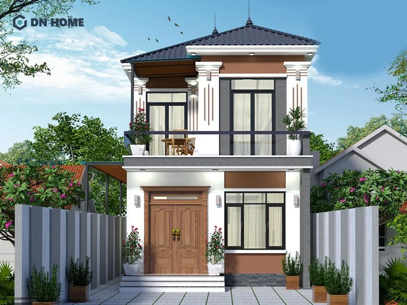 Mẫu thiết kế nhà 2 tầng 6x15m mái nhật