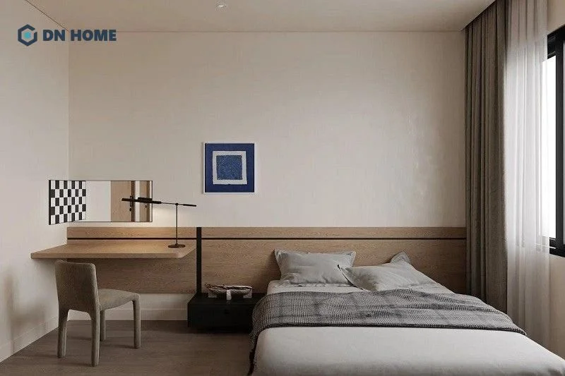 Mẫu thiết kế nhà 2 tầng 6x15m với không gian phòng ngủ master ở lầu 1 đơn giản nhưng không kém phần thu hút