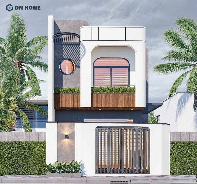 Mẫu thiết kế nhà 2 tầng 6x15m với phần mặt tiền ấn tượng
